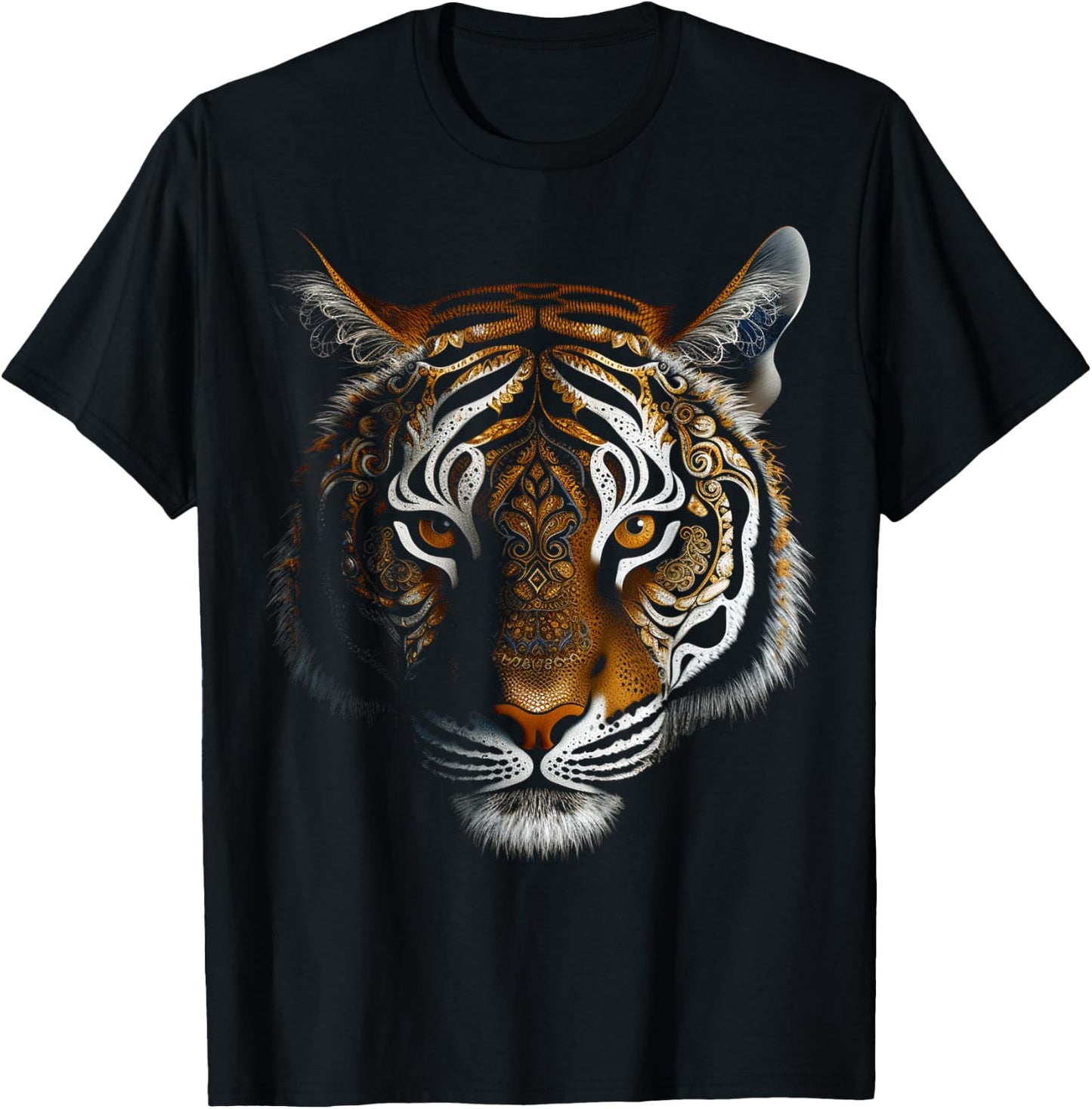 Tiger Mandala Animal Art Zoo Motif Tiger T-Shirt - T-Shirt | Black