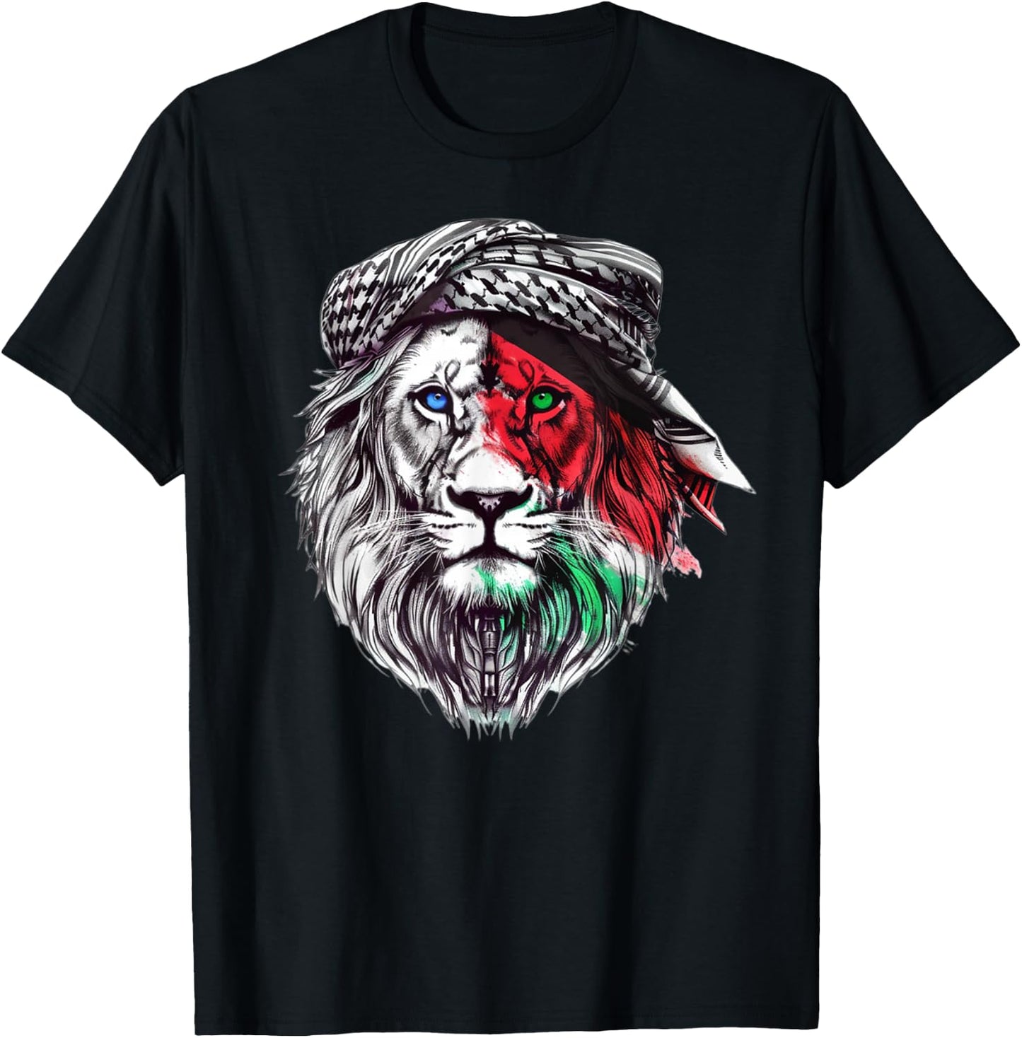Palastine Time of Palestine: Lion keffiyeh T-Shirt - T-Shirt | Black