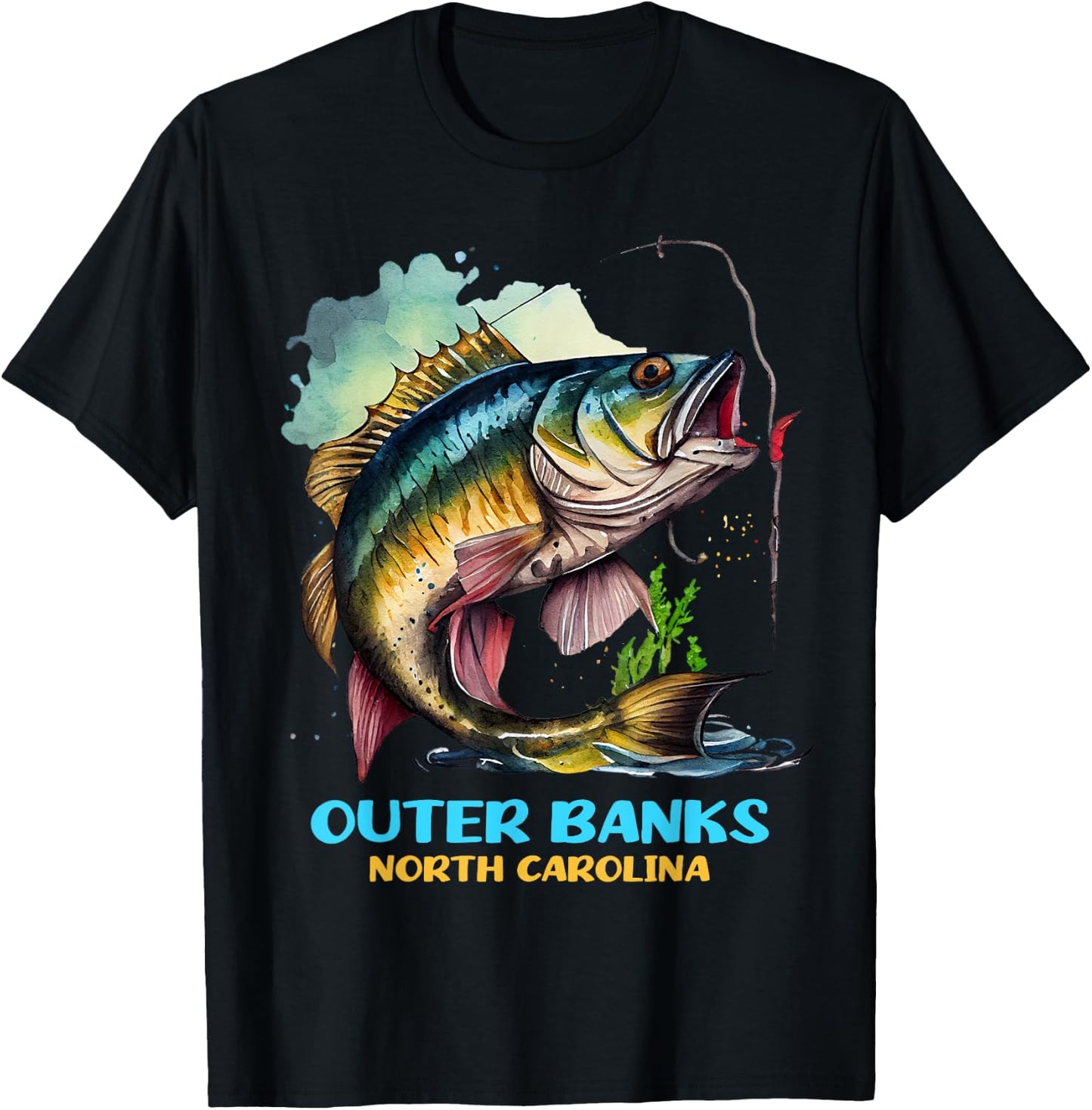 Outer Banks North Carolina Fisher Flyfishing Flyfisher Trip T-Shirt - T-Shirt | Black
