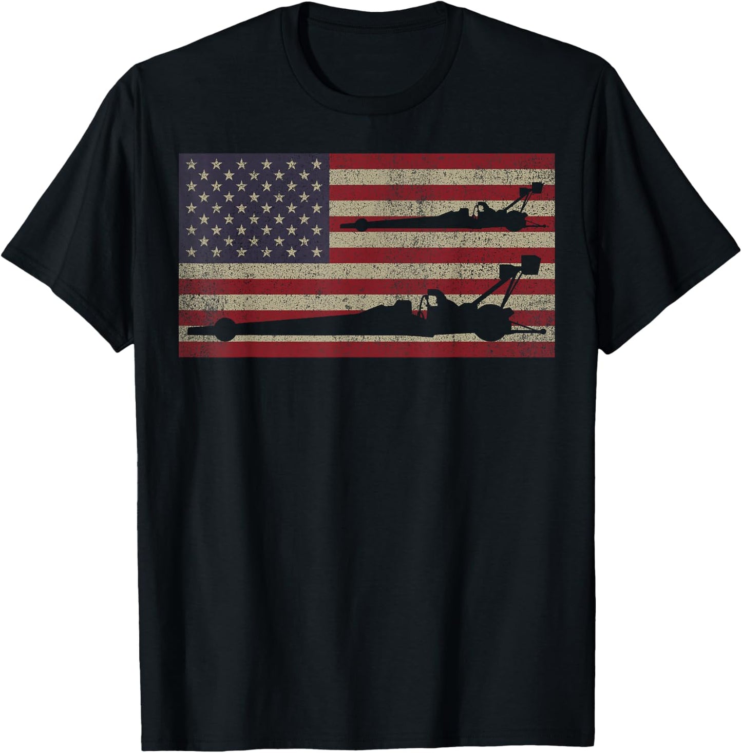 Drag Racing USA Flag by MalJ -Kids Black Patriotic American Flag Dragster Fan T-Shirt - T-Shirt | Black