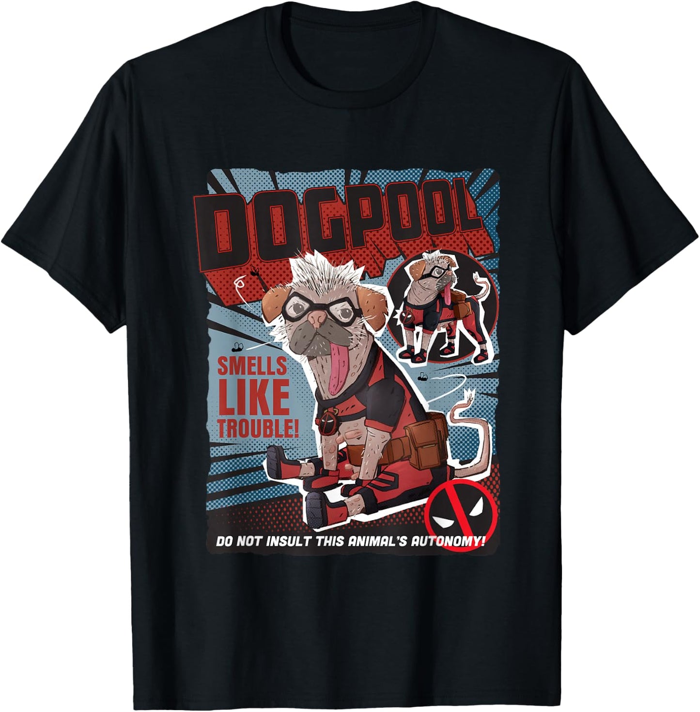 Marvel Deadpool & Wolverine Dogpool Doodle Comic Book Cover T-Shirt - T-Shirt | Black