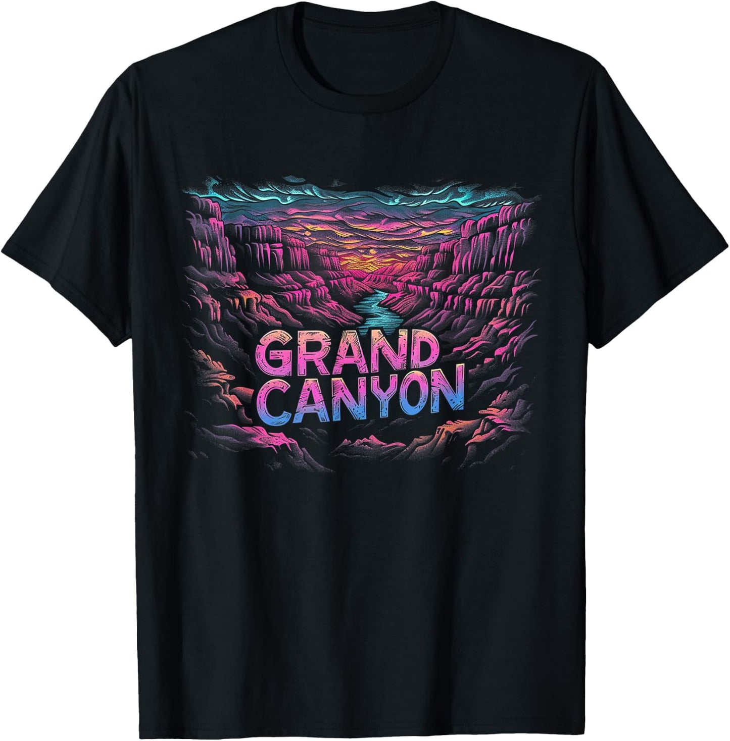 Grand Canyon - US National Park Vintage Men Women Kids Retro T-Shirt - T-Shirt | Black