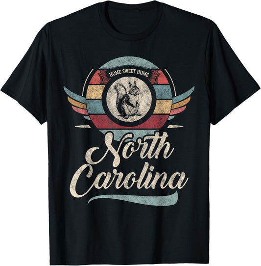 North Carolina vintage state animal squirrel sweet home boho T-Shirt - T-Shirt | Black