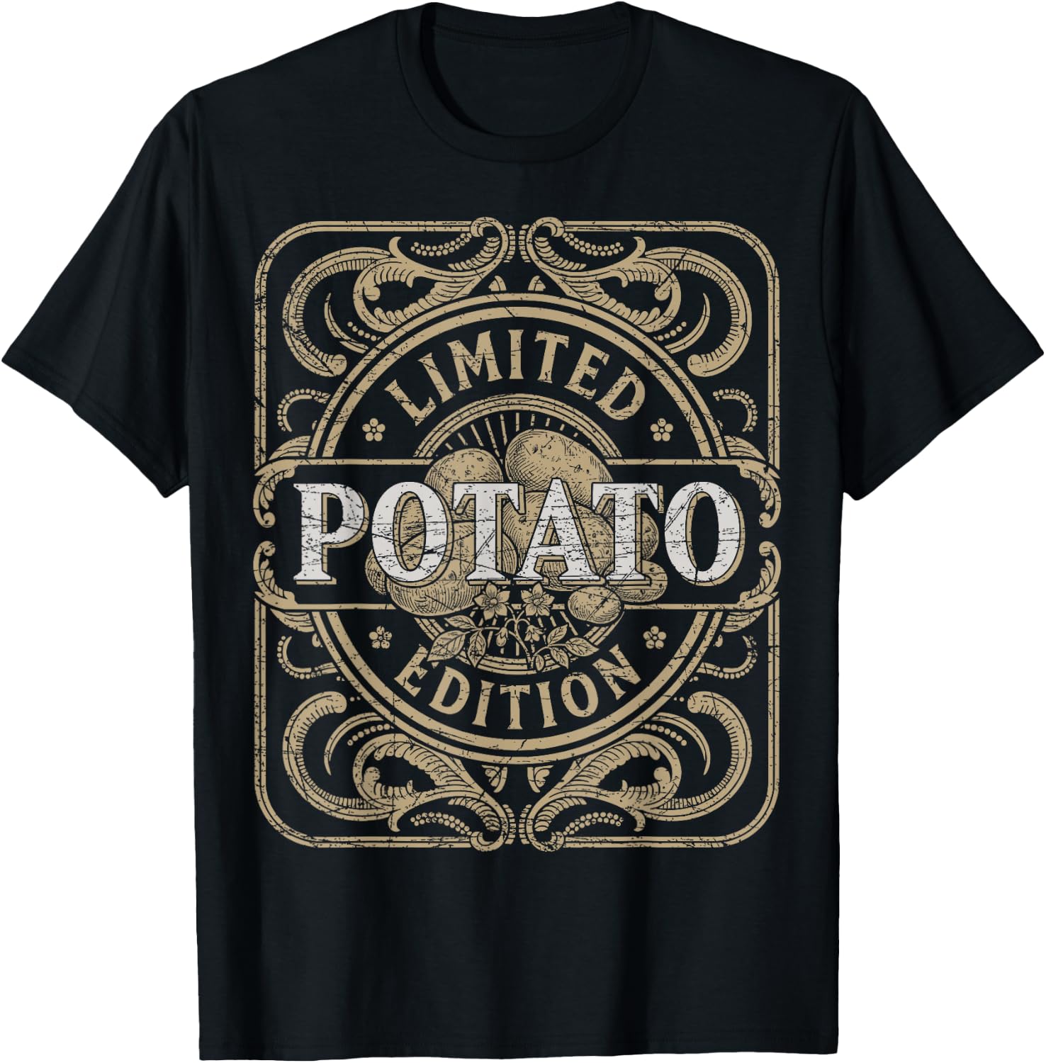 Potato Vintage Potato Farmer Retro Vegetables Farmer T-Shirt - T-Shirt | Black