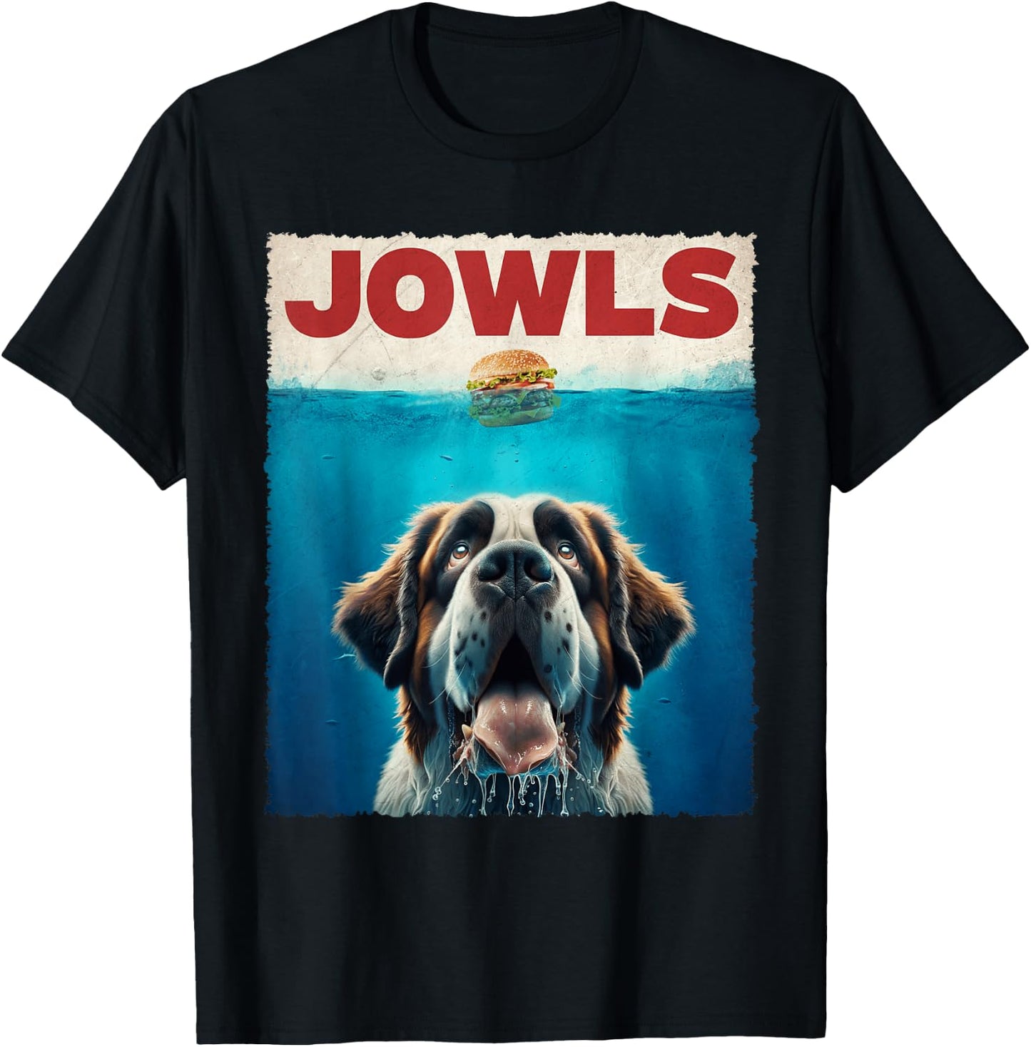 Saint Bernard Jowls Dogs Lovely Pets Funny Animal Fastfood T-Shirt - T-Shirt | Black
