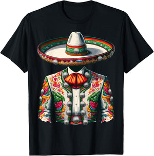 Vibrant Mexican Charro Suit Traditional Mariachi T-Shirt - T-Shirt | Black