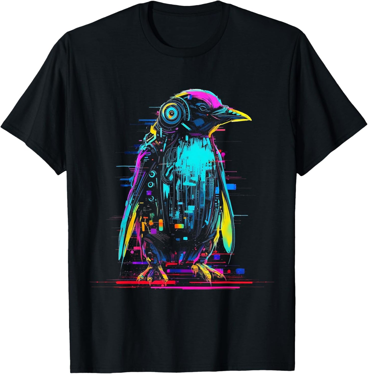 Penguin Fantasy Robot Art - Animal Penguin T-Shirt - T-Shirt | Black
