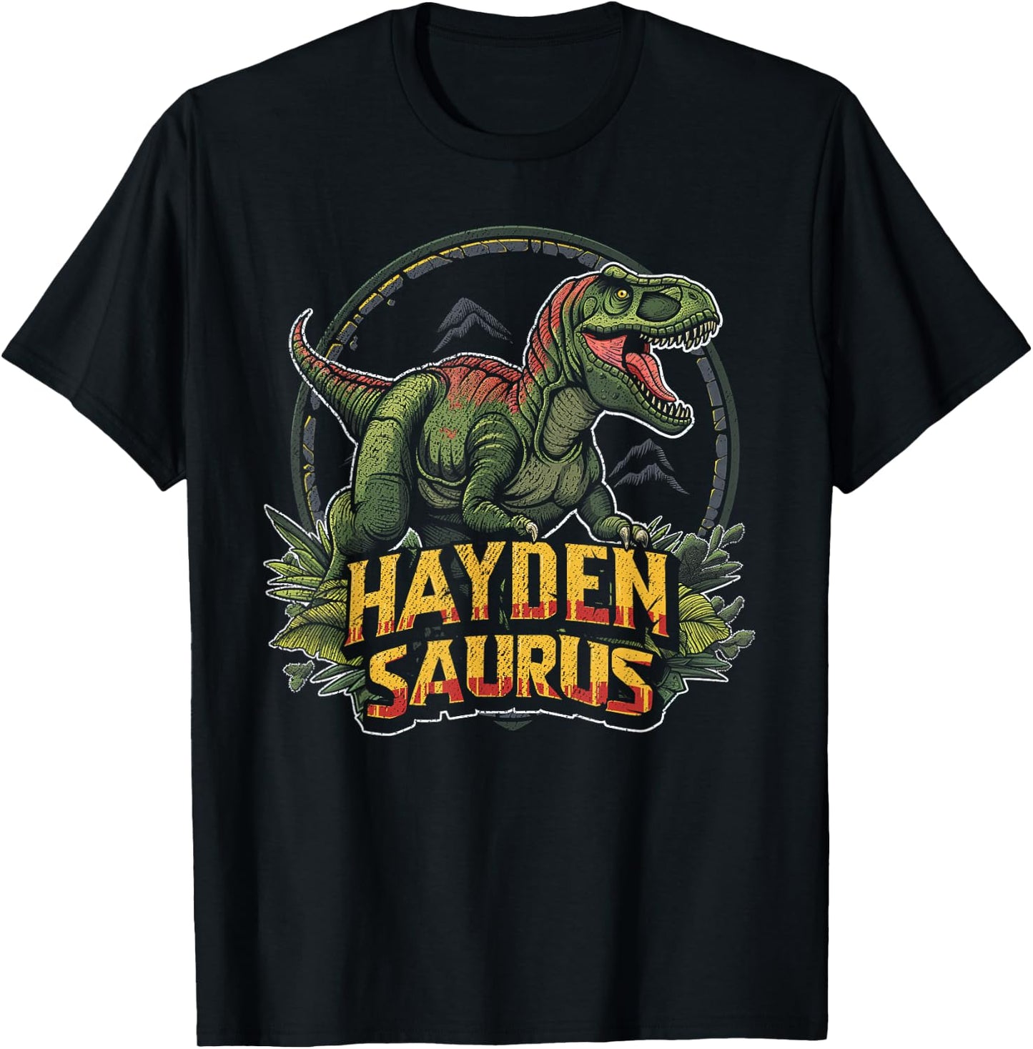 Hayden Saurus Funny Personalized Dinosaur T Rex Boys Name T-Shirt - T-Shirt | Black