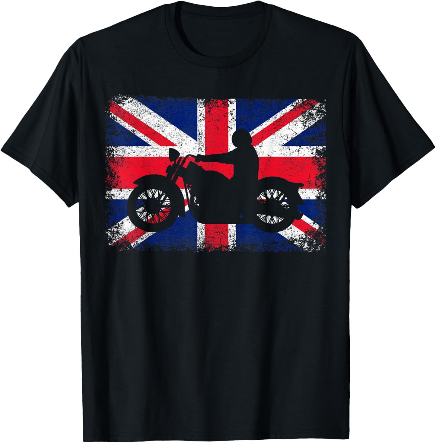 Union Jack Flag United Kingdom Motorbike Motorcycle Biker T-Shirt - T-Shirt | Black
