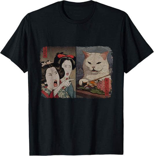 Funny Meme Gifts - Angry Woman Yelling At Cat Meme - Black - -Youth - Small - Short Sleeve T-Shirt - T-Shirt | Black