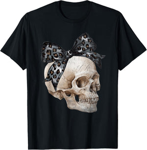 Skull Coquette Bow Halloween Spooky Season Girls Kids T-Shirt - T-Shirt | Black