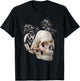 Skull Coquette Bow Halloween Spooky Season Girls Kids T-Shirt - T-Shirt | Black