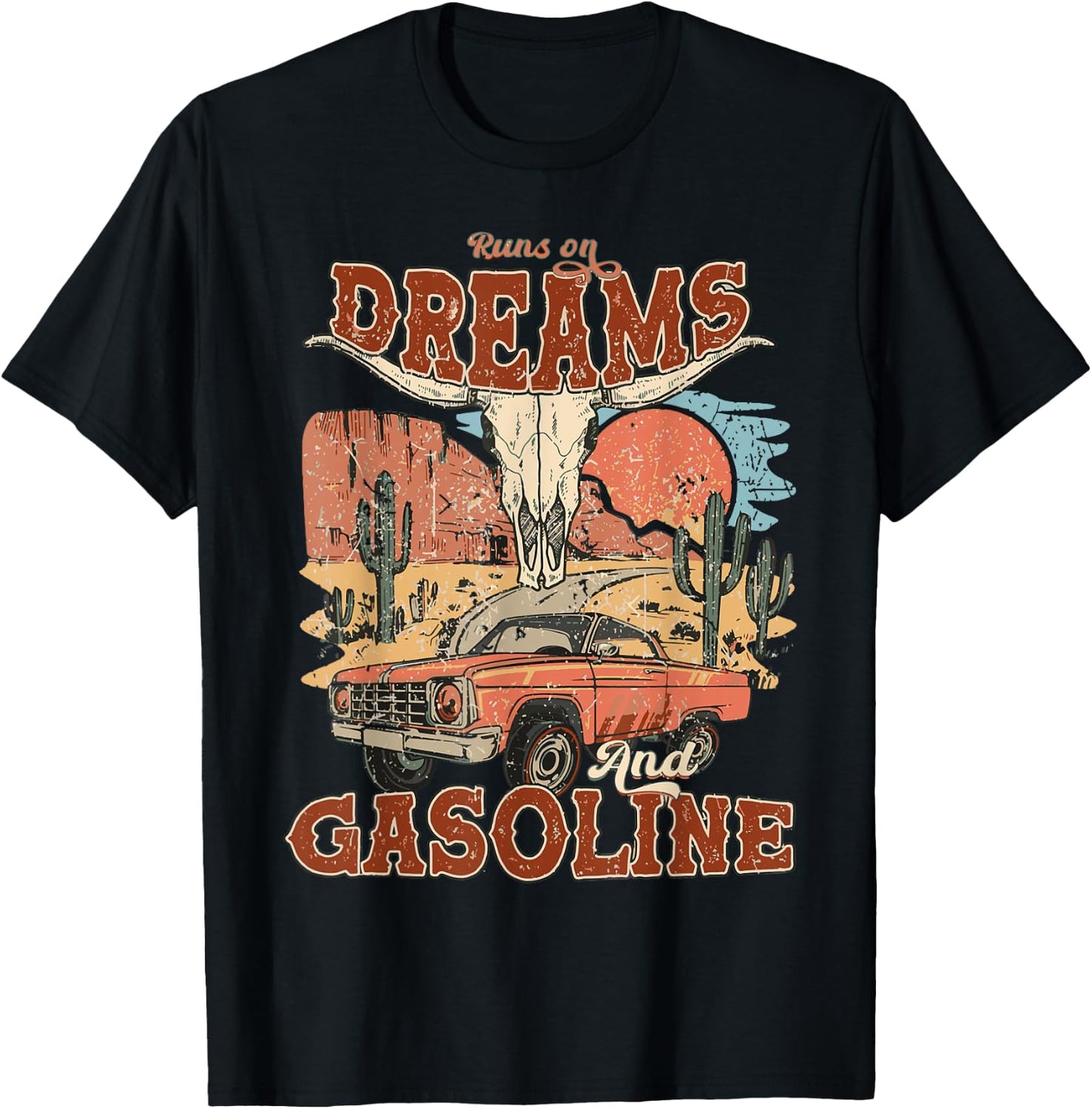 Runs On Dreams And Gasoline | I Got A Heart Like A Truck T-Shirt - T-Shirt | Black