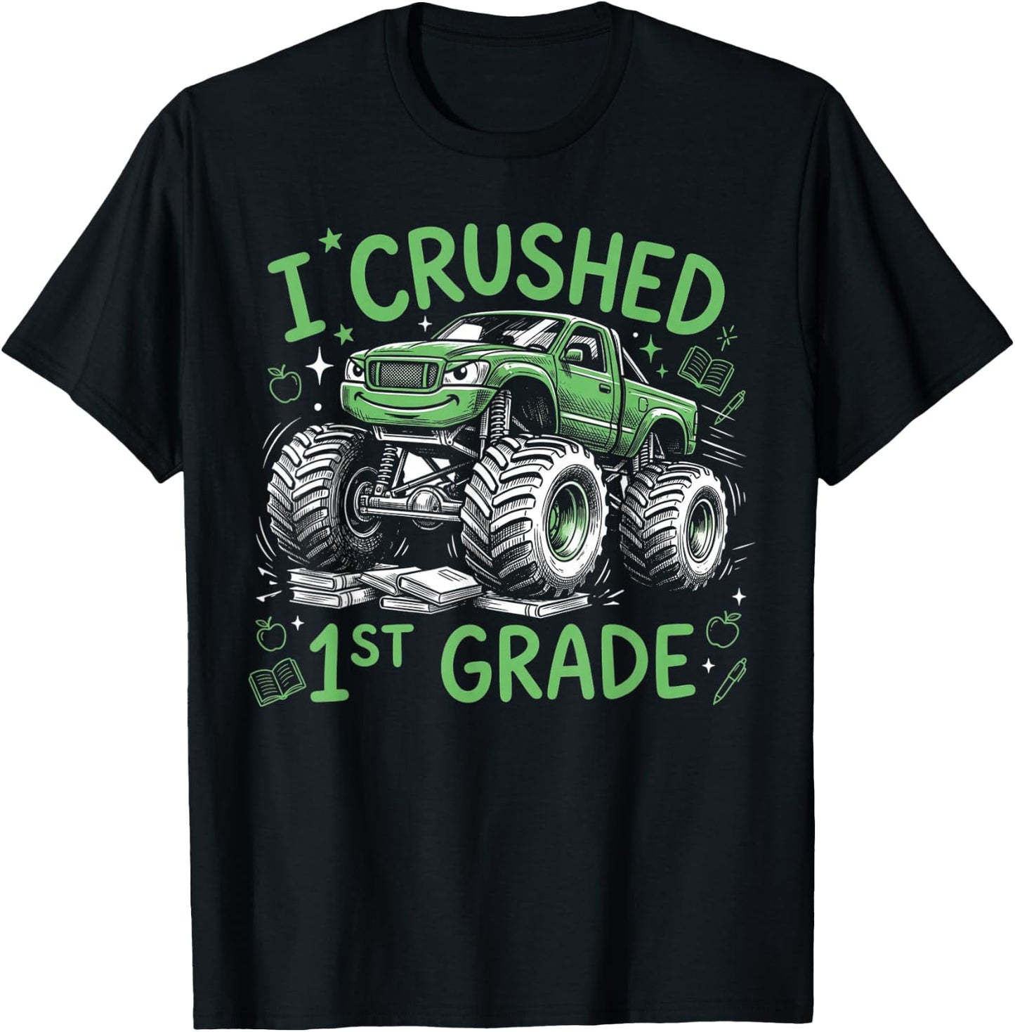 I Crushed 1st Grade Monster Truck Graduation Boys T-Shirt - T-Shirt | Black