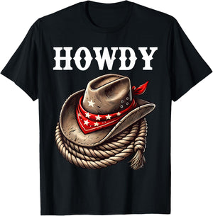 Howdy Cowboy Hat funny Western Rodeo T-Shirt - T-Shirt | Black