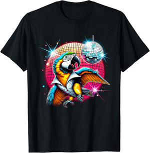 Aesthetic Macaw Disco T-Shirt - T-Shirt | Black