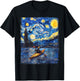 Kayaking Kayak Kayaker Starry Night Painting T-Shirt - T-Shirt | Black