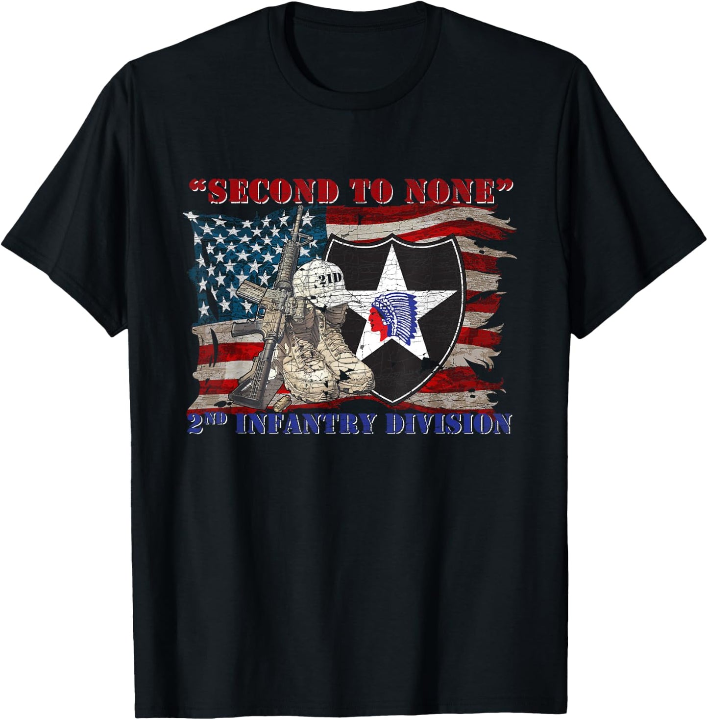 2nd Infantry Division 2nd ID 2ID Camp Humphreys Indianhead T-Shirt - T-Shirt | Black