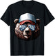 Papa Bear Face Cool Dad Style Retro Fathers Day Daddy Bear T-Shirt - T-Shirt | Black