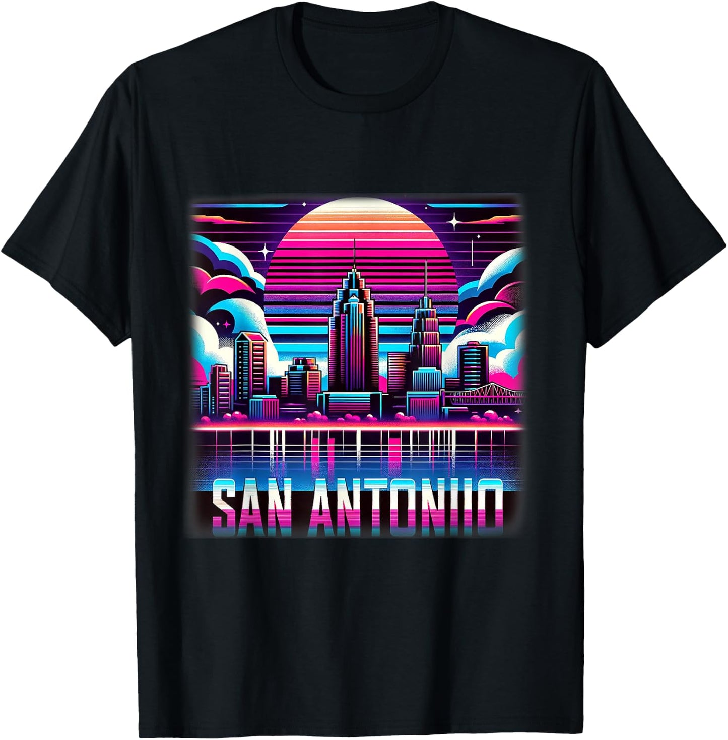 San Antonio Texas Shirt TX Trip 80s 90s Retro City Skyline T-Shirt - T-Shirt | Black