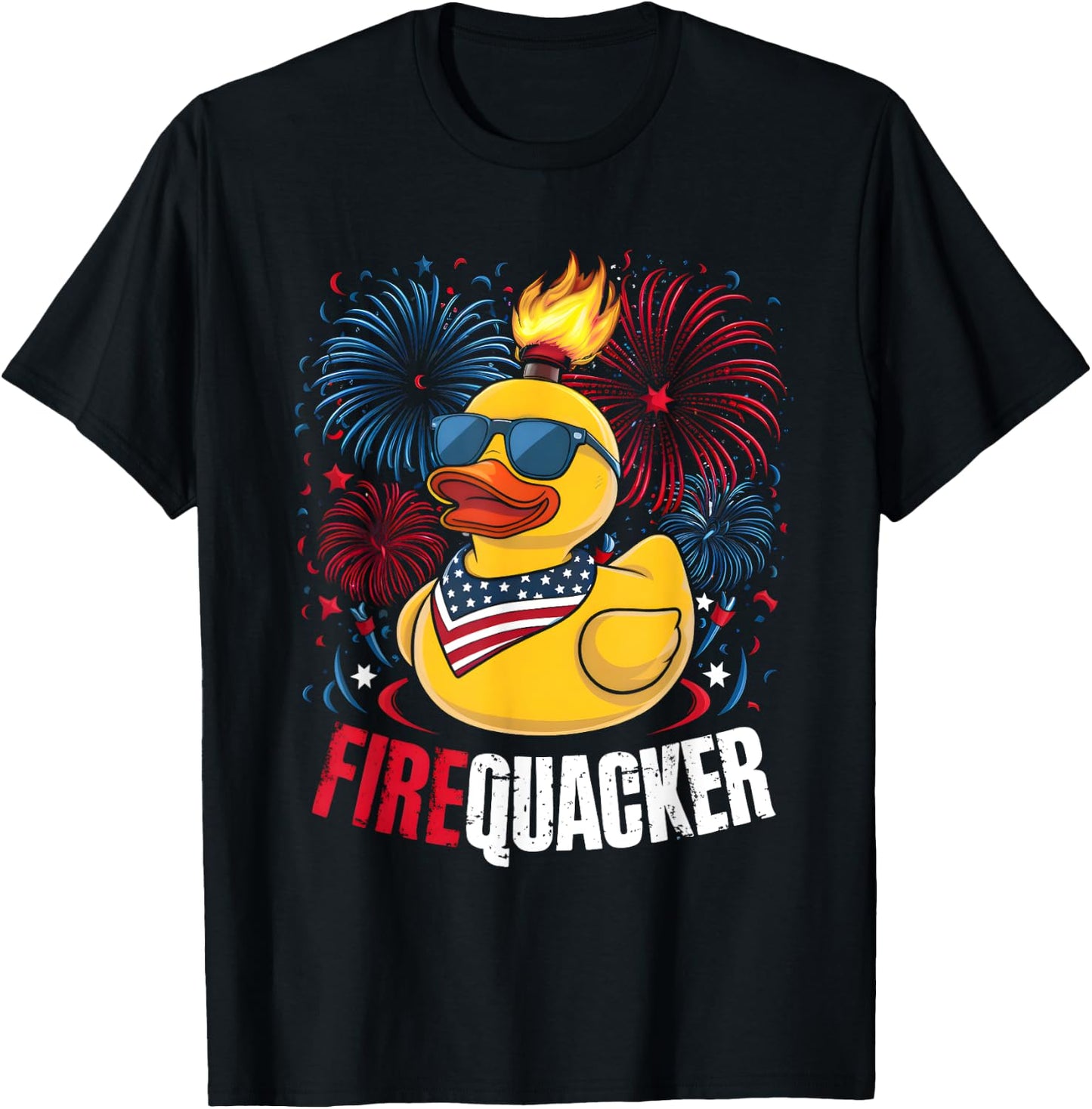 4th of July Duck Firequacker Patriotic Fourth of July Funny Kids Men T-Shirt - T-Shirt | Black