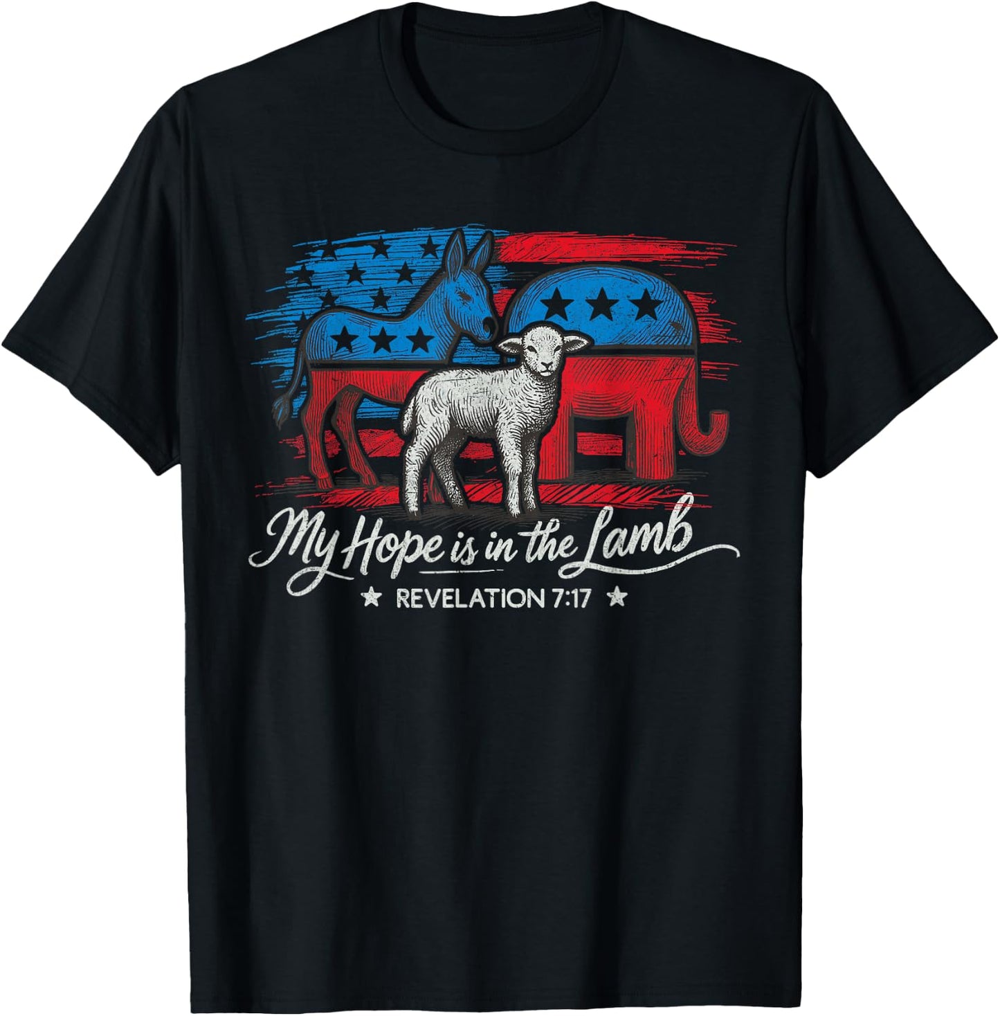 My Hope is in the Lamb Elephant Donkey USA Funny Scripture T-Shirt - T-Shirt | Black