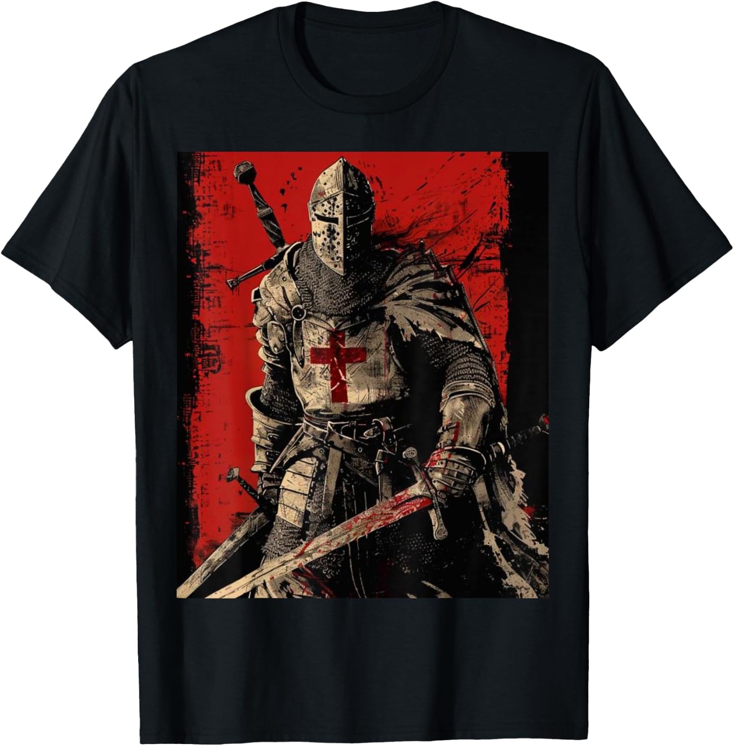 Knight Christian Templar Warrior Of God Crusader Gift T-Shirt - T-Shirt | Black