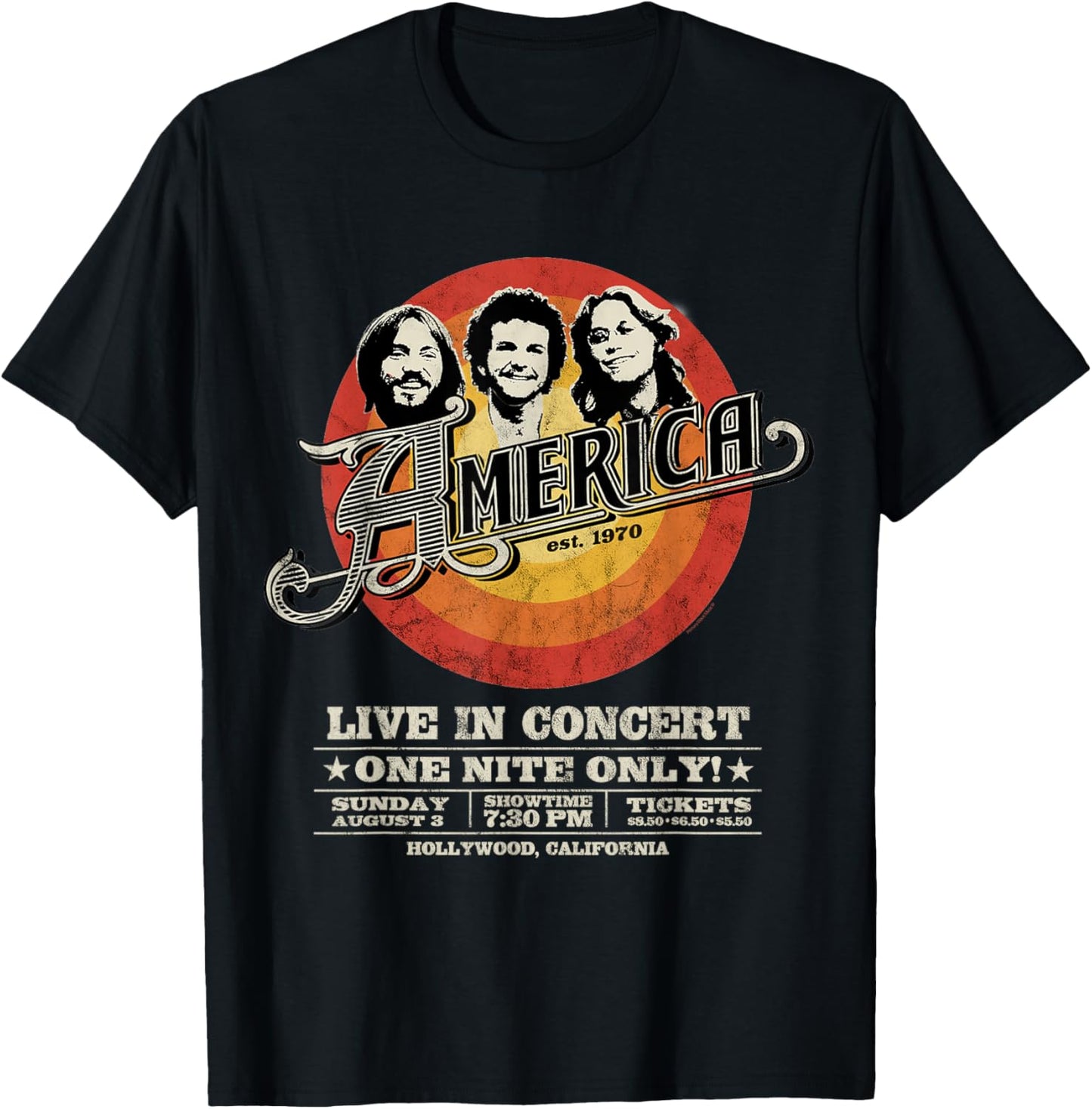 Official America the Band Live in Concert Black T-Shirt - T-Shirt | Black