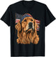Golden Retriever Patriotic 4th Of July USA American Flag T-Shirt - T-Shirt | Black