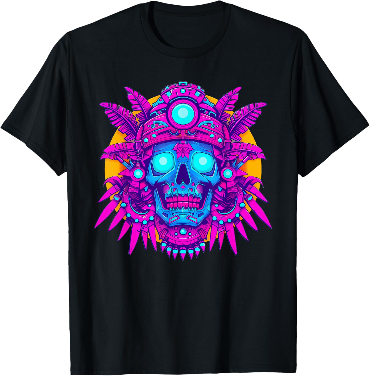 Mictlantecuhtli Vaporwave T-Shirt - T-Shirt | Black