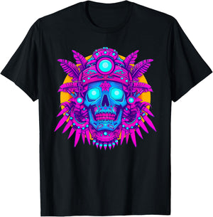 Mictlantecuhtli Vaporwave T-Shirt - T-Shirt | Black