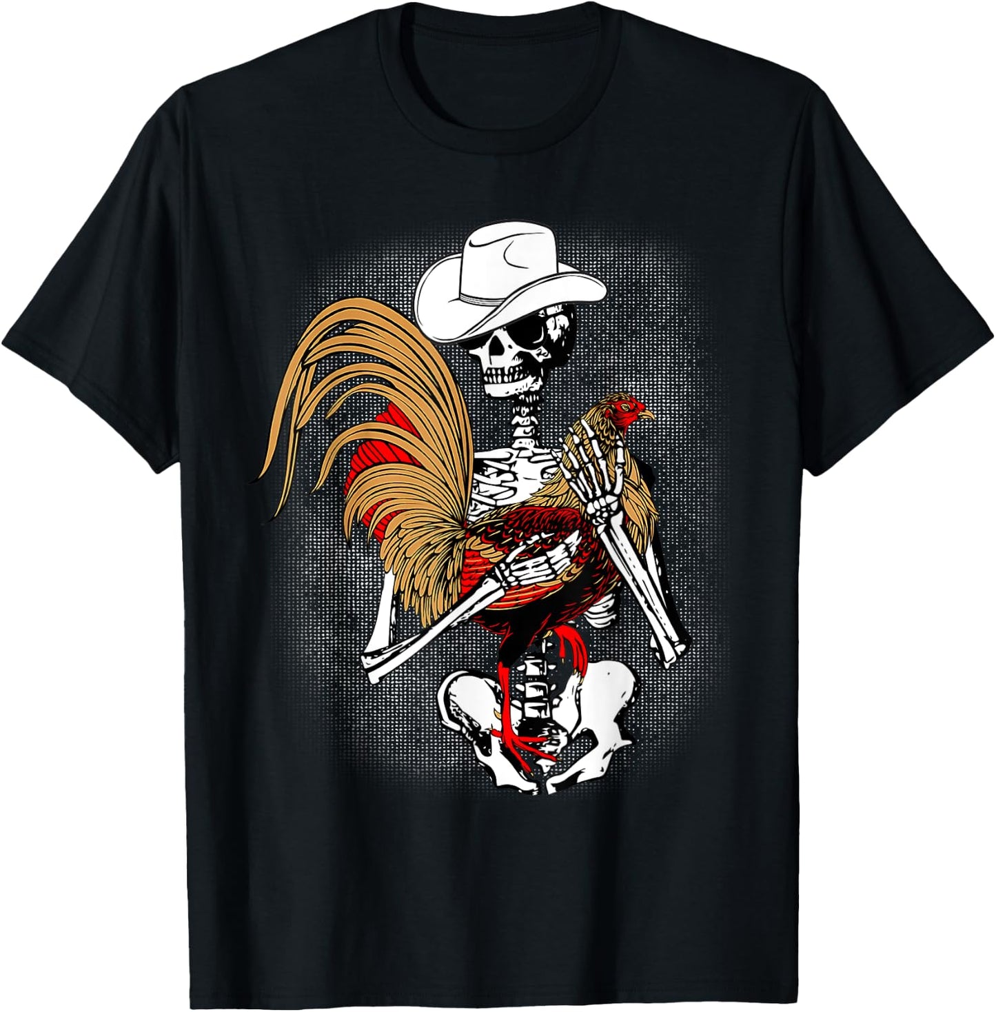 Funny Gallero Red Rooster Chicken Skeleton T-Shirt - T-Shirt | Black