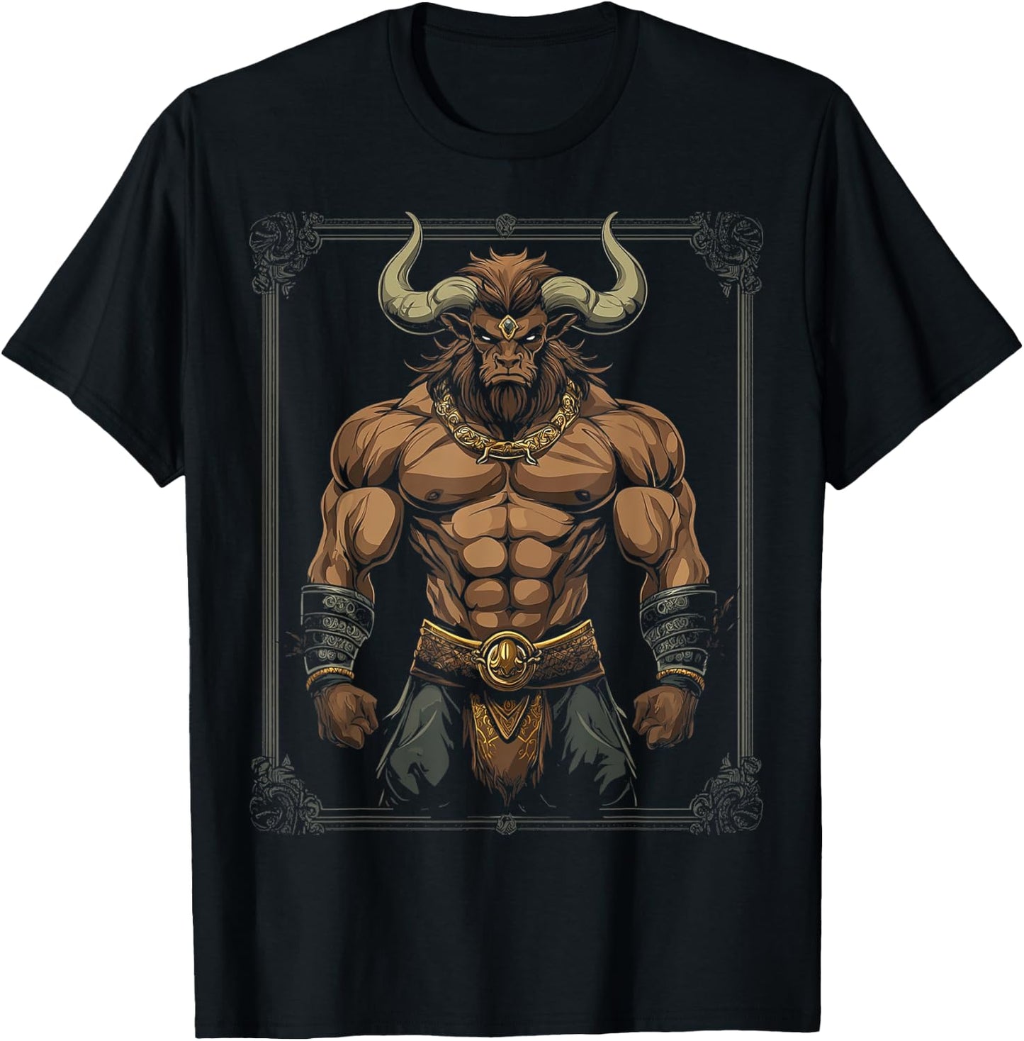 Minotaur Mythical Graphic Fantasy Art Minotaur T-Shirt - T-Shirt | Black
