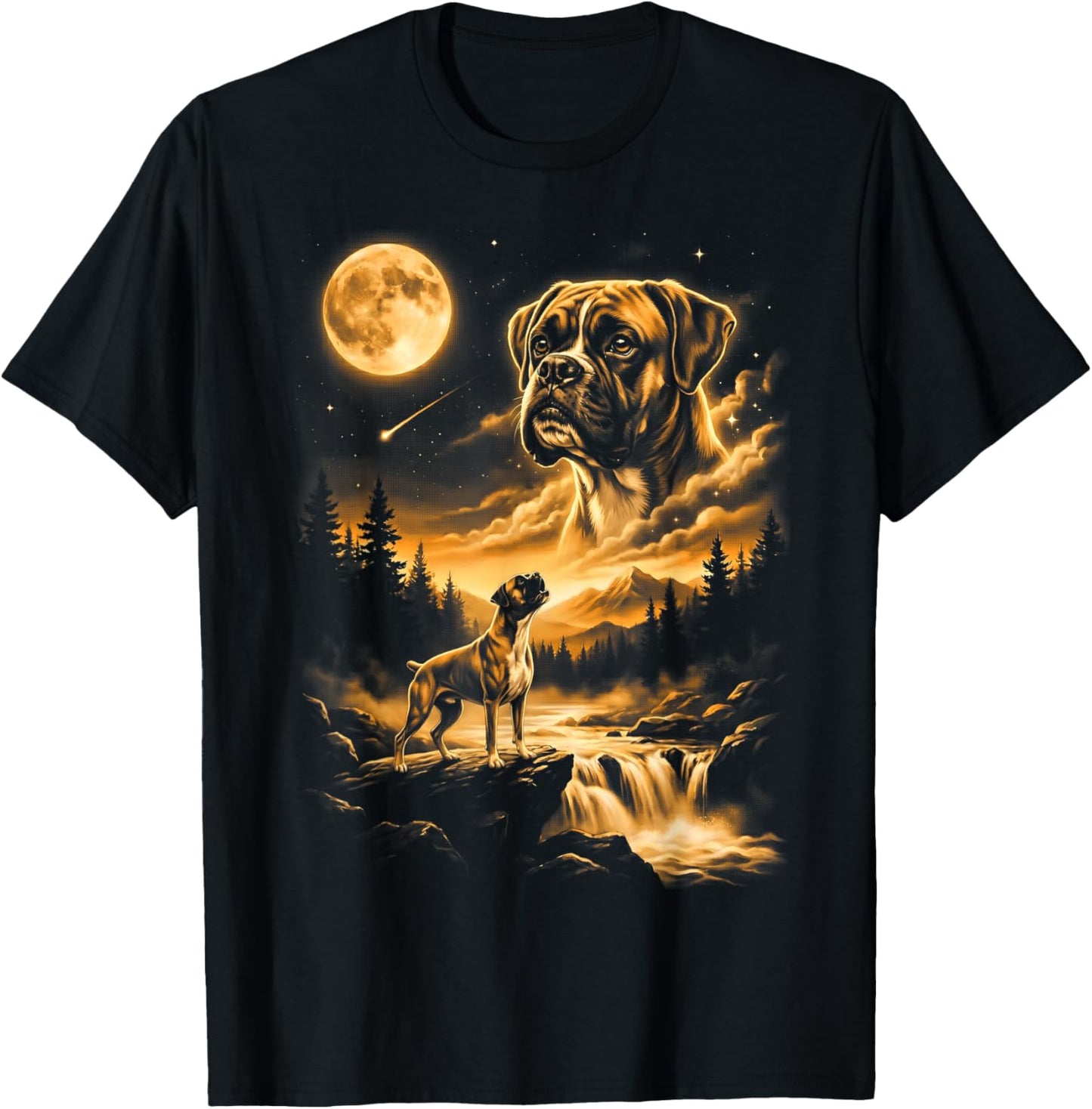 Boxer Howling to The Moon T-Shirt - T-Shirt | Black