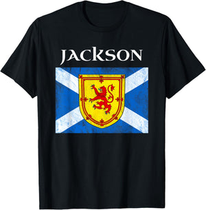 Jackson Scottish Clan Family Name Scotland Flag T-Shirt - T-Shirt | Black
