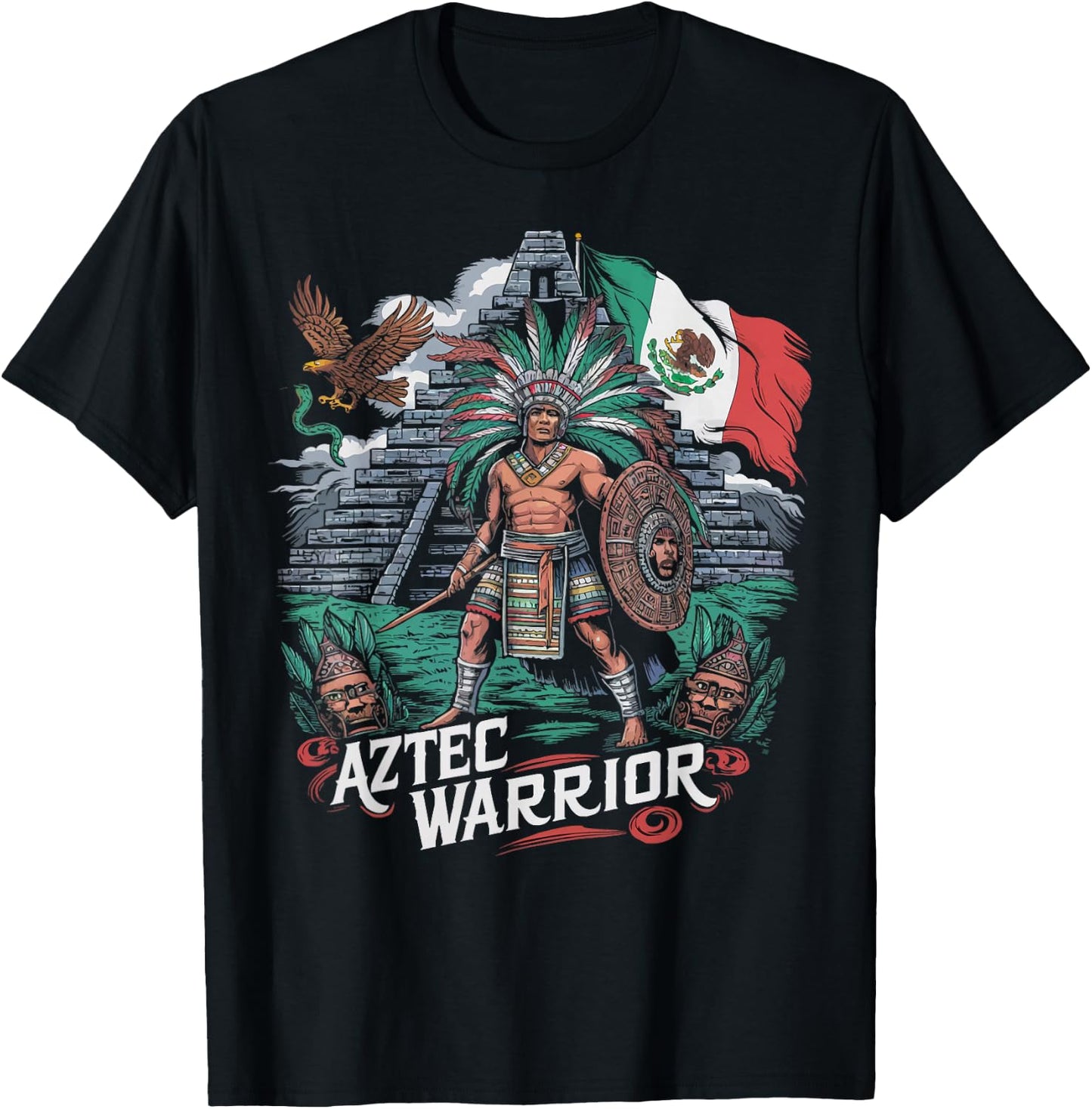 Aztec Warrior Mayan Indigenous Mexican Aztec Jaguar T-Shirt - T-Shirt | Black