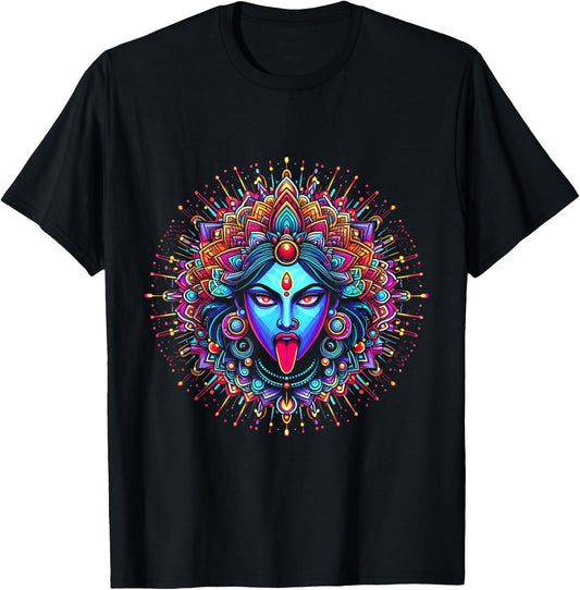 Kali Ma Hindu Goddess Of Death Hindu Mother Fierce Warrior T-Shirt - T-Shirt | Black