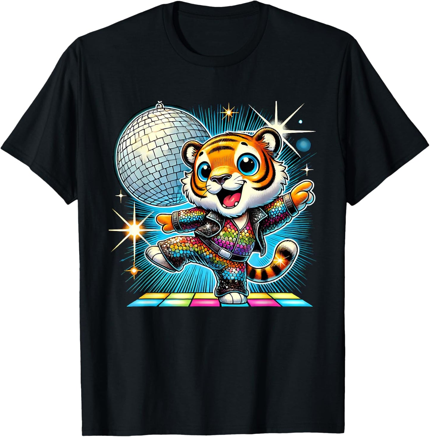 Aesthetic Tiger Disco T-Shirt - T-Shirt | Black