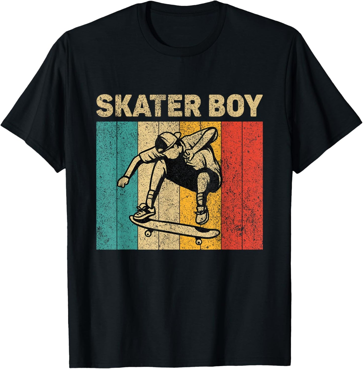 Skater Boy Funny Vintage Skateboarding Lovers Boys T-Shirt - T-Shirt | Black