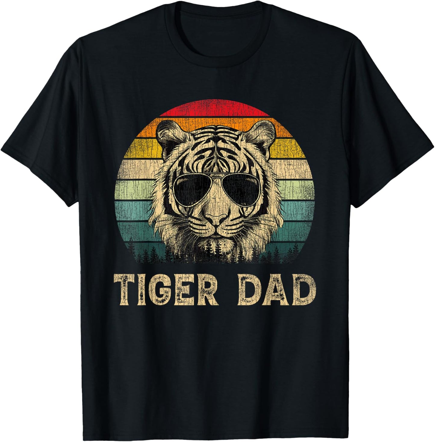 Vintage Tiger Dad Tiger Lovers Daddy Father's Day T-Shirt - T-Shirt | Black