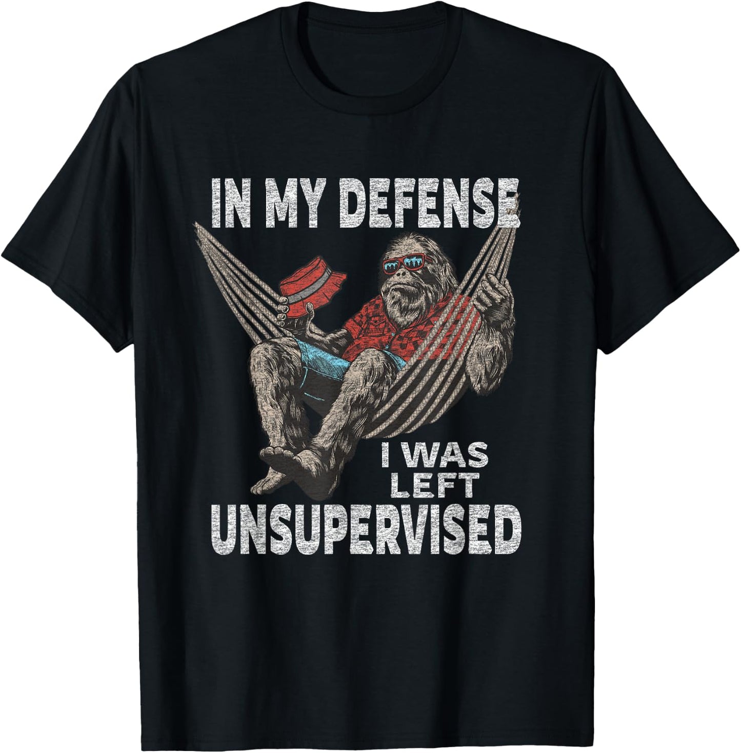 In My Defense I Was Left Unsupervised Graphic Funny Saying T-Shirt - T-Shirt | Black