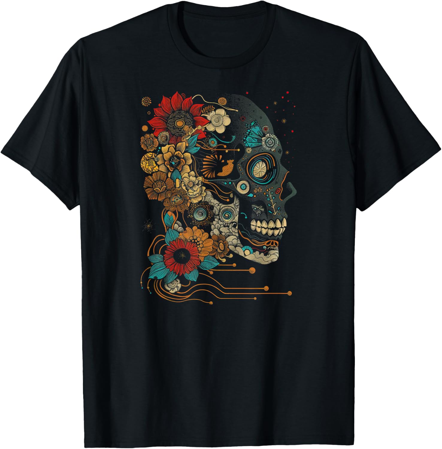 Skull Abstract | Cool | S - 6XL | Graphic T-Shirt - T-Shirt | Black