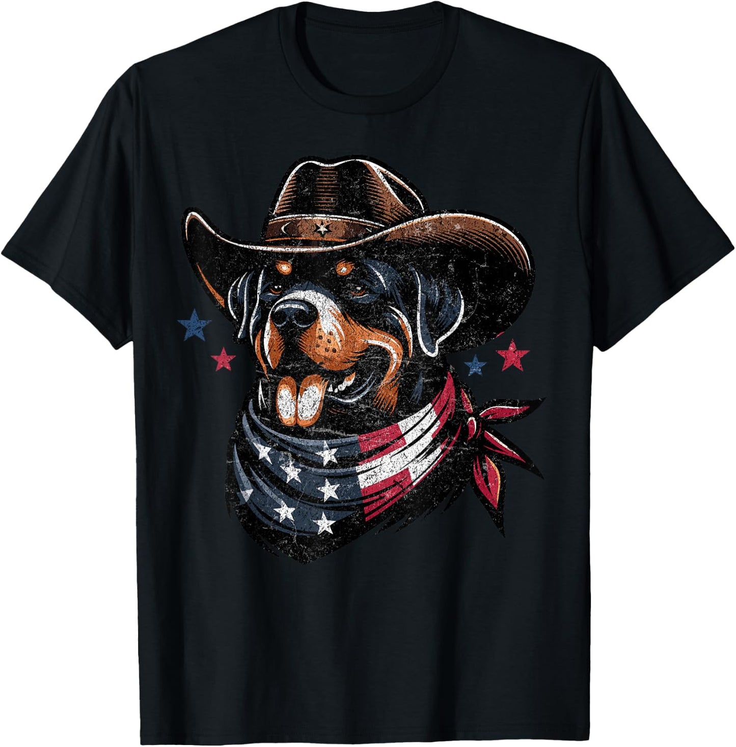 Rottweiler Cowboy 4th of July American Flag Stay Cool Men T-Shirt - T-Shirt | Black