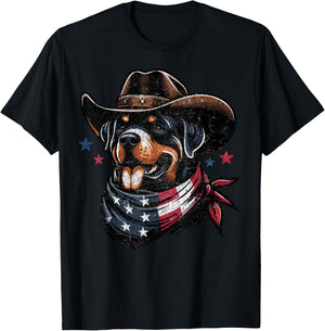 Rottweiler Cowboy 4th of July American Flag Stay Cool Men T-Shirt - T-Shirt | Black