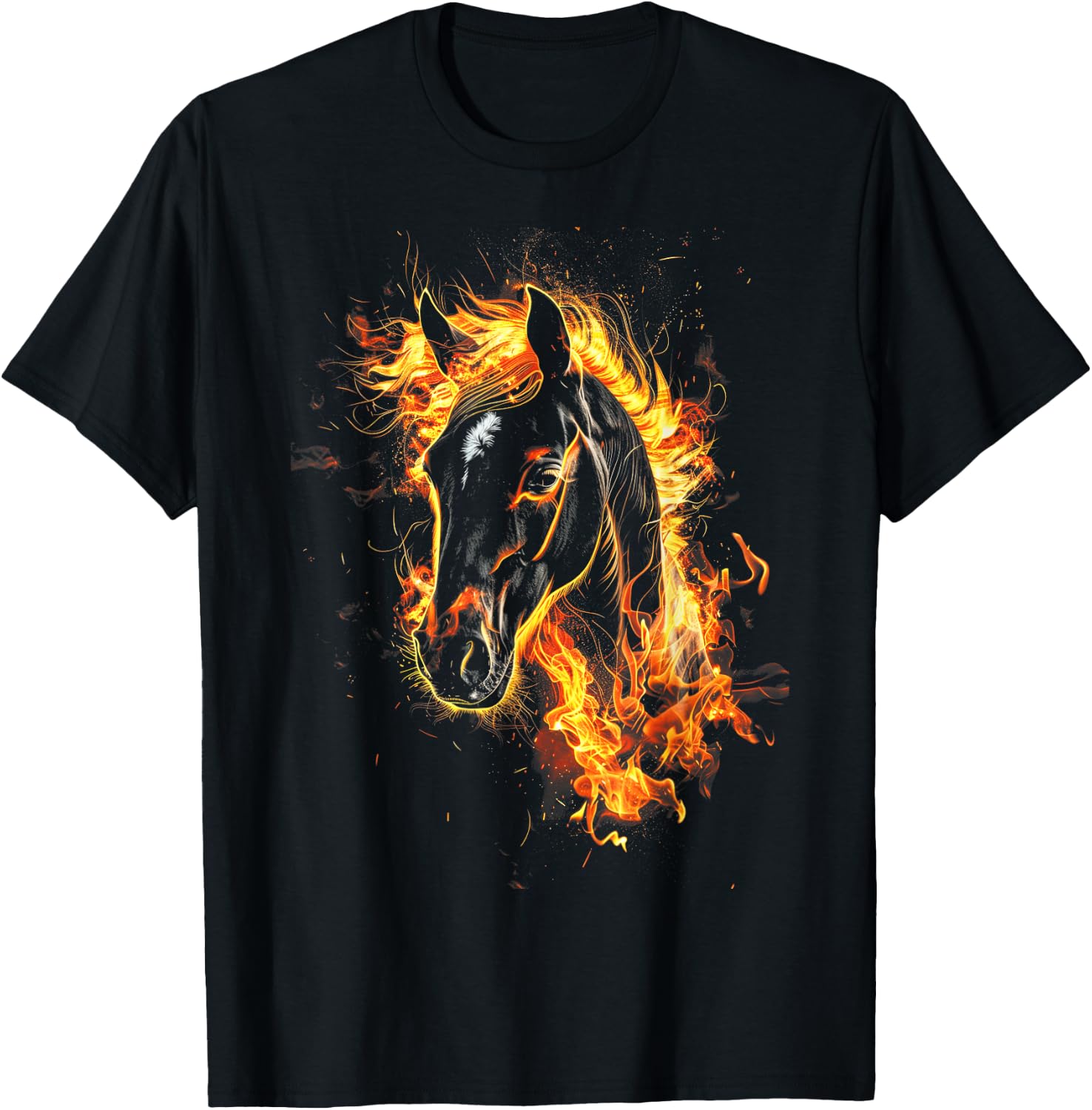 Horse Flames Fierce Horse art Fiery horse T-Shirt - T-Shirt | Black