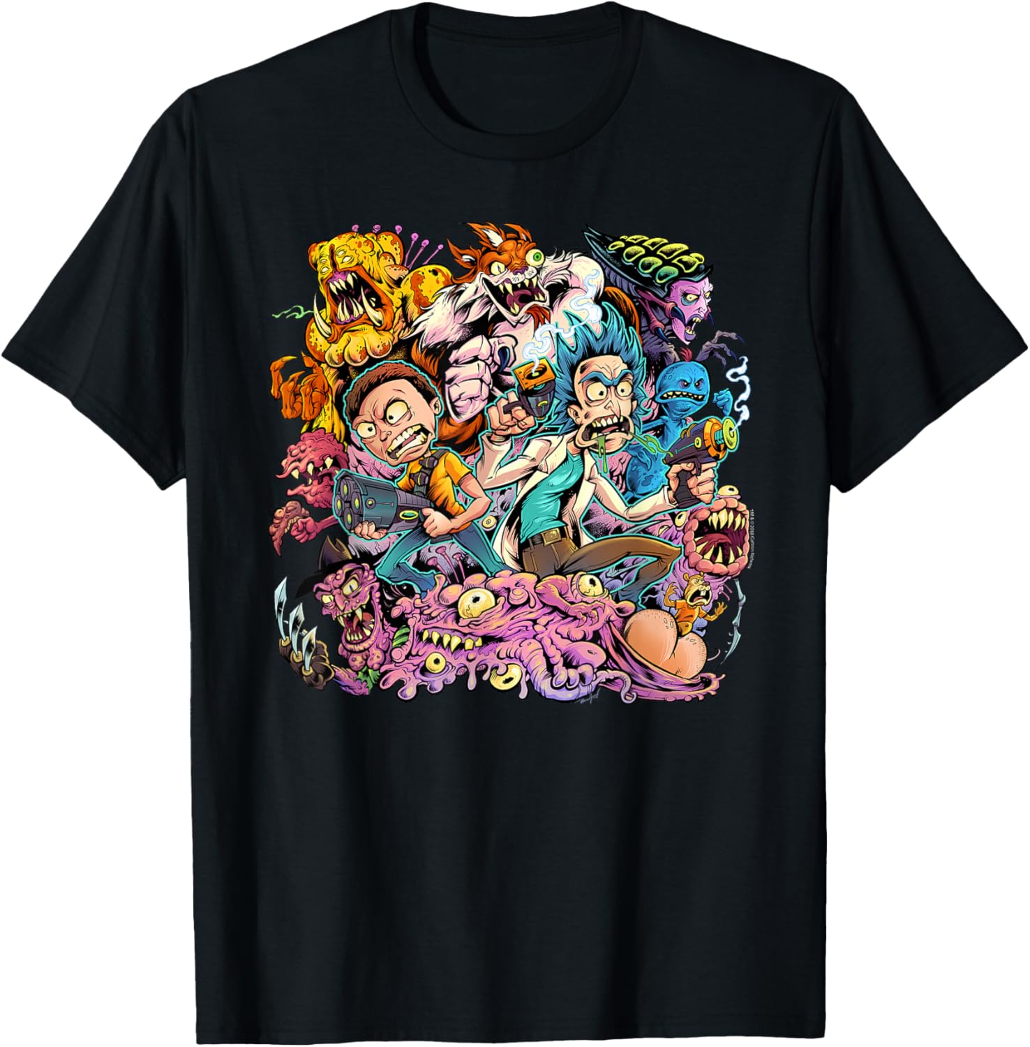 Rick and Morty Brian Allen Group Illustration T-Shirt - T-Shirt | Black