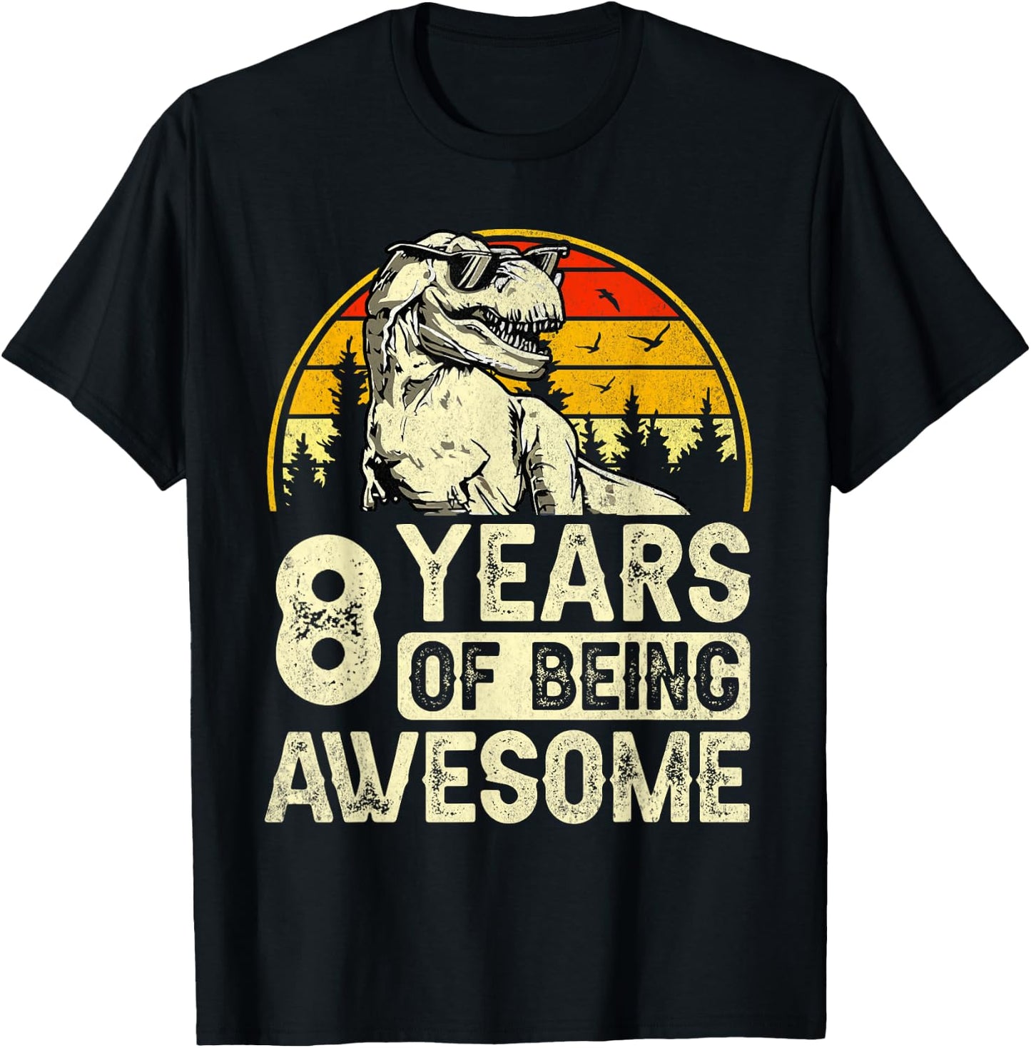 8th Birthday Shirts for Boys 8yr 8 Year Old Dinosaur T-Rex T-Shirt - T-Shirt | Black