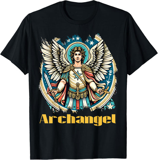 Archangel Costume Saint Michael Christian Angel Saint Patron T-Shirt - T-Shirt | Black