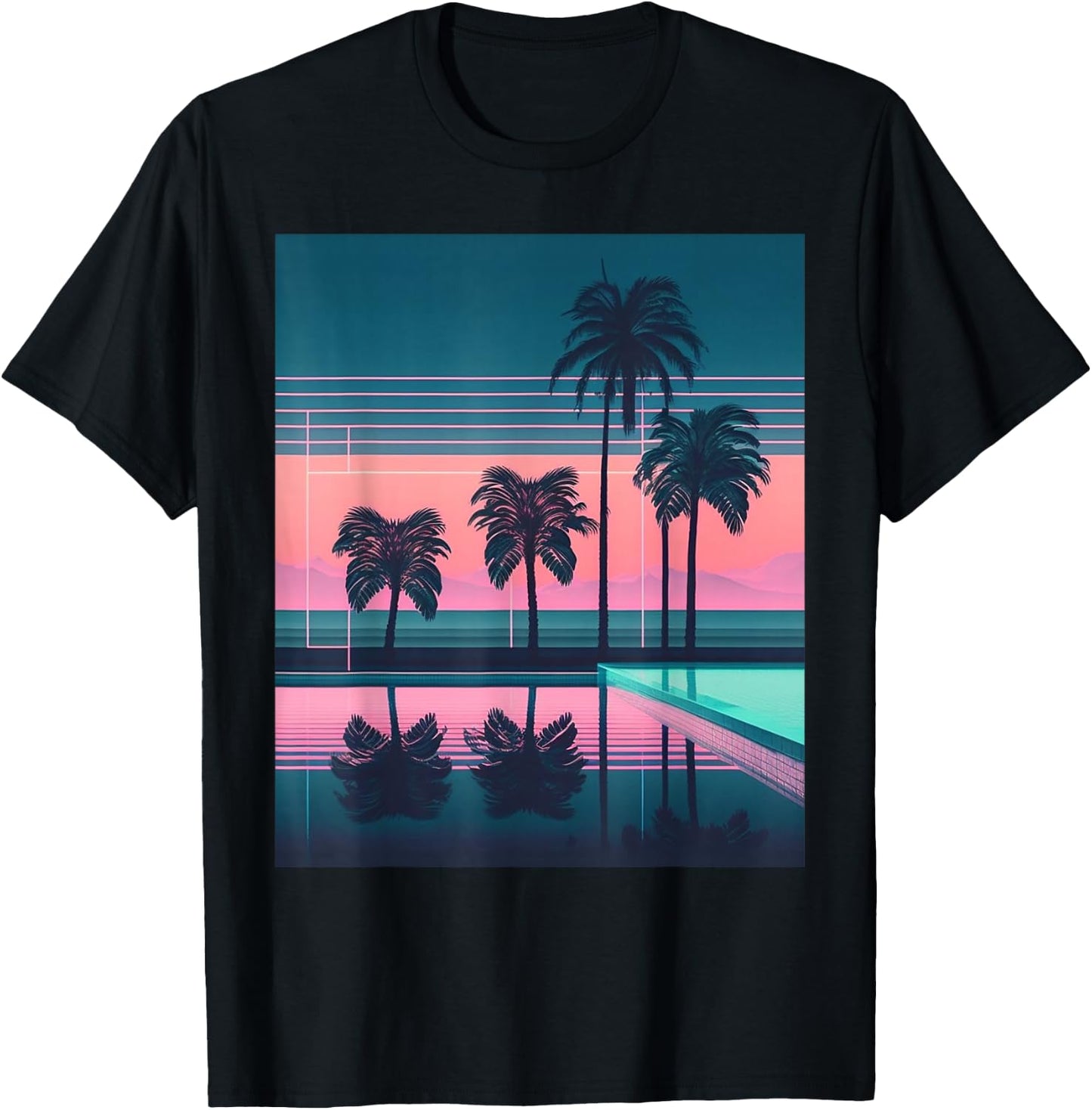 Vaporwave Aesthetic - Trippy Tropical Palm Tree Vapor Wave T-Shirt - T-Shirt | Black