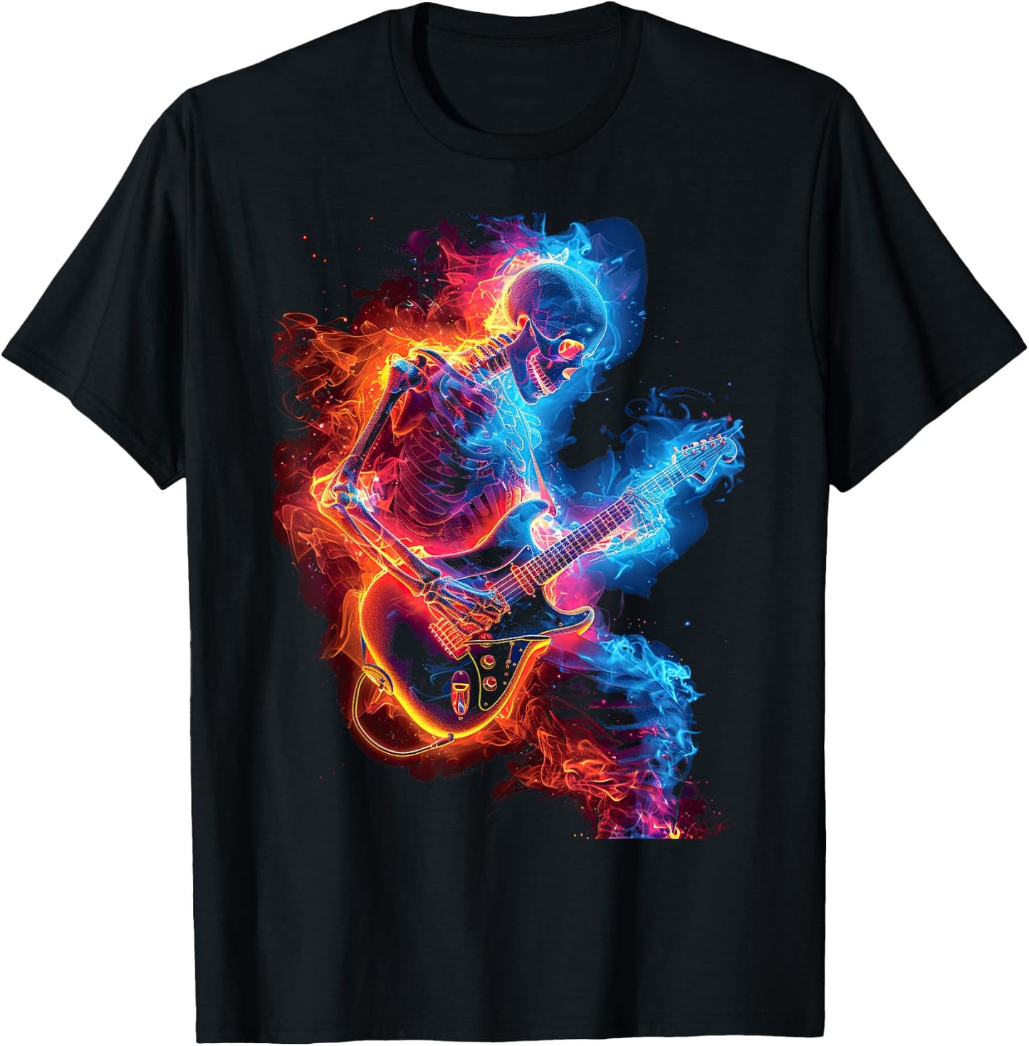 Skeleton Playing Guitar,Rock Star Shredding Guitar T-Shirt - T-Shirt | Black